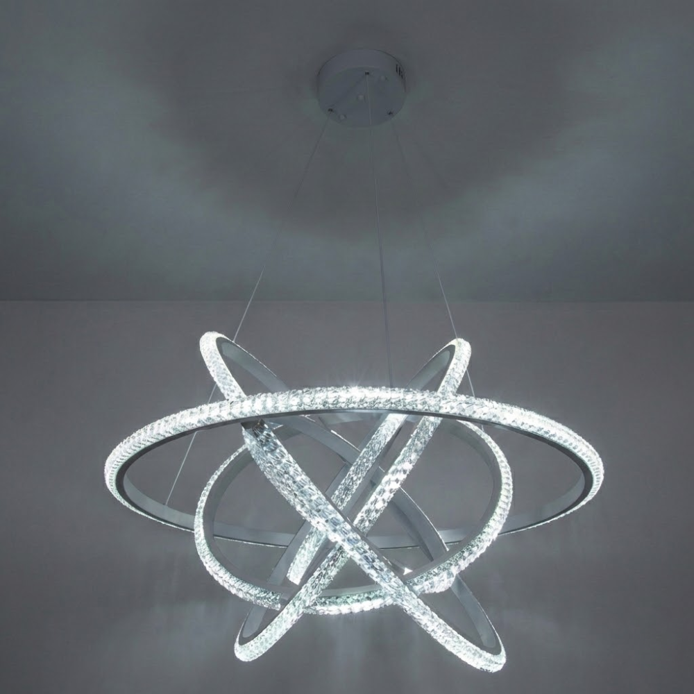 Підвісна біла led люстра з пультом управління D8705/600-6WH
