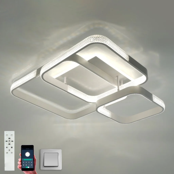 Люстра світлодіодна з пультом AKRILIKA SQUARE 130W 4S WHITE підключення до смартфону