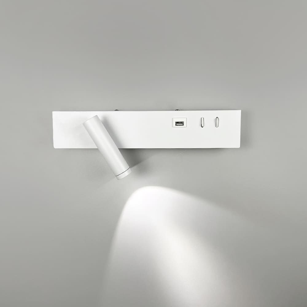 Біле бра з поворотним спотом зліва + розʼєм USB WJ028/2 R WT (правий) + USB-A