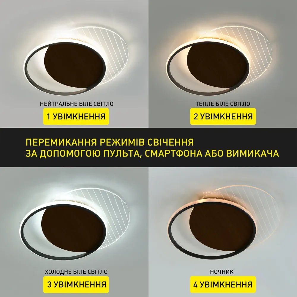 Люстра світлодіодна з пультом і додатком для телефону AMATO 60W-2R Woody