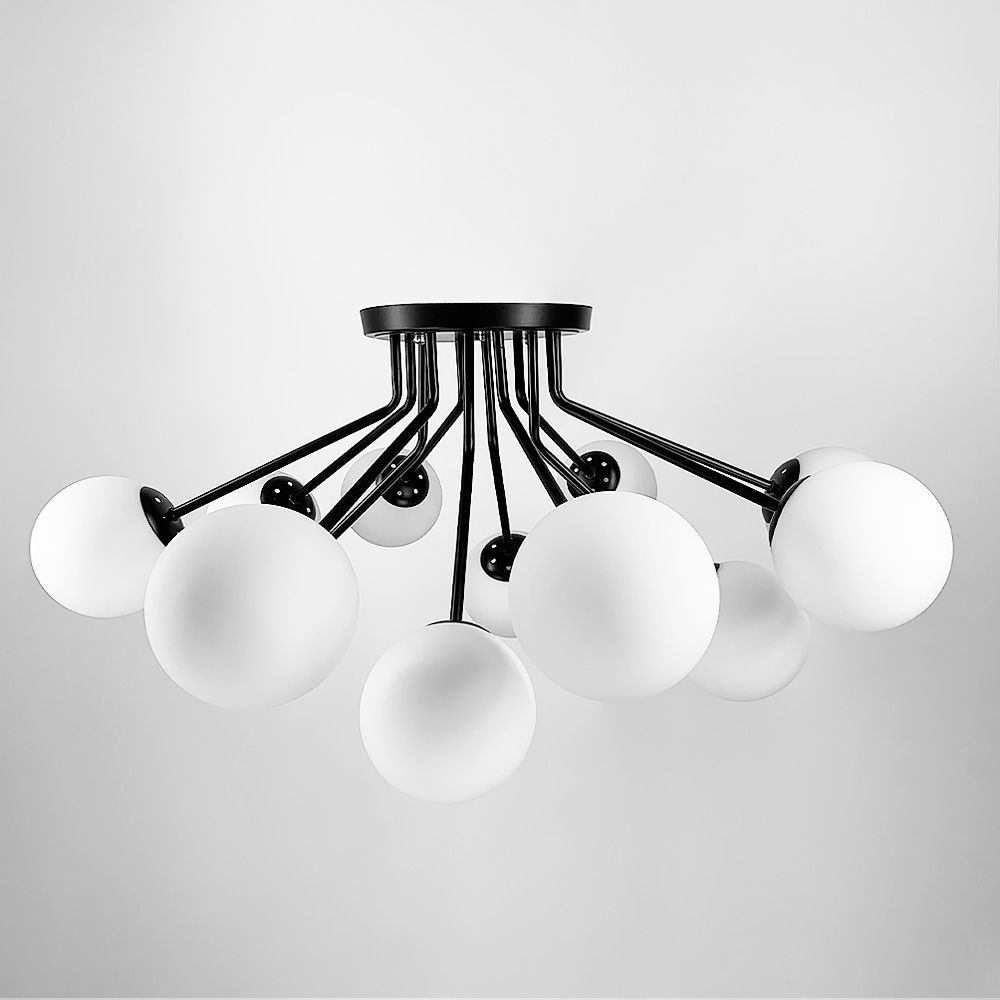 Люстра стельова EMISO на 12 плафонів у чорному корпусі