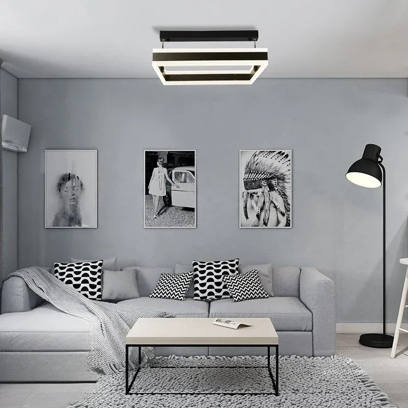 Люстра підвісна чорна світлодіодна з пультом STELLA 100W BLACK