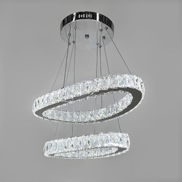 Елегантна кришталева люстра на 2 овальні яруси 50+40 см (T) C 046/2 (600+500)