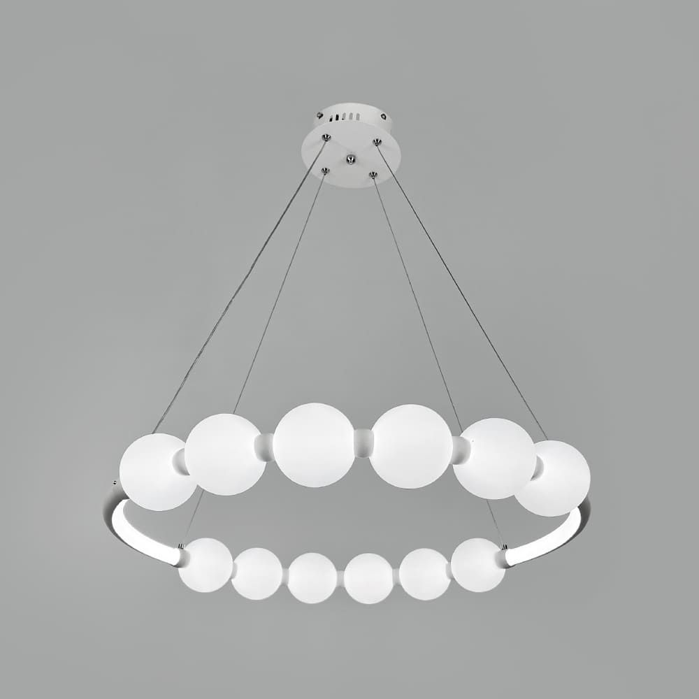 Біла люстра Nordic Pearl з плафонами-перлинками Ø 60 см SG33-600 WT