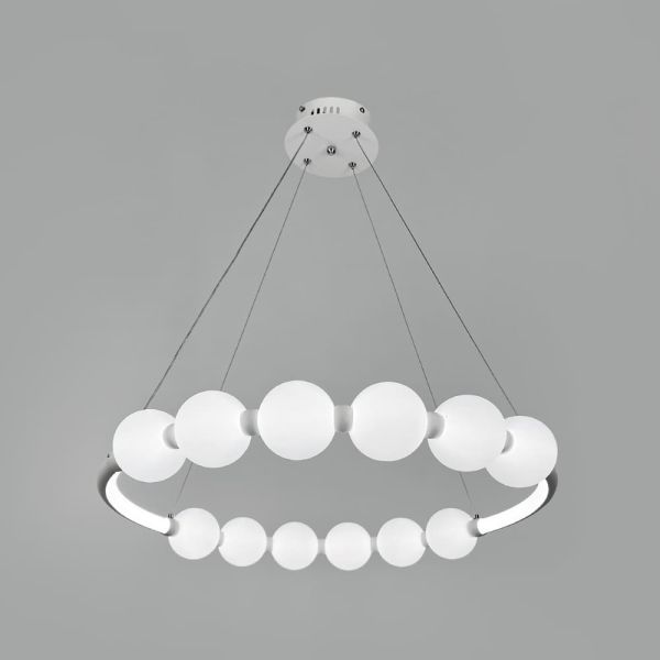 Біла люстра Nordic Pearl з плафонами-перлинками Ø 60 см SG33-600 WT