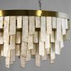 Каскадна видовжена люстра з мармуровими пластинами 100х33 см P1516-L1000 GD