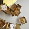Золотий арт-світильник з янтарними та прозорими кубічними кристалами 60х30 см MB010-300*600 GD+AM+CL