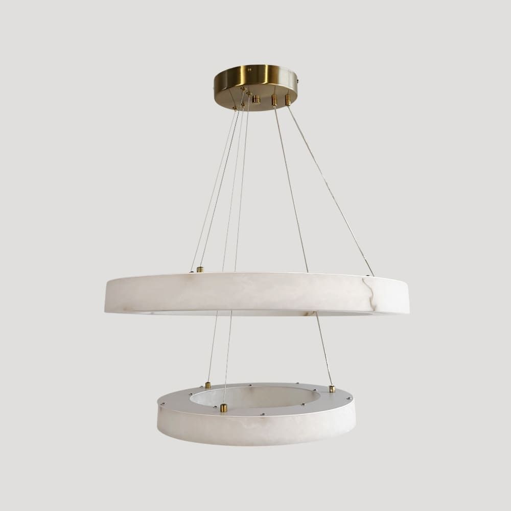 Люстра кільцева підвісна подвійна з імітацією мармуру Ø 60+40 см 38004-600+400