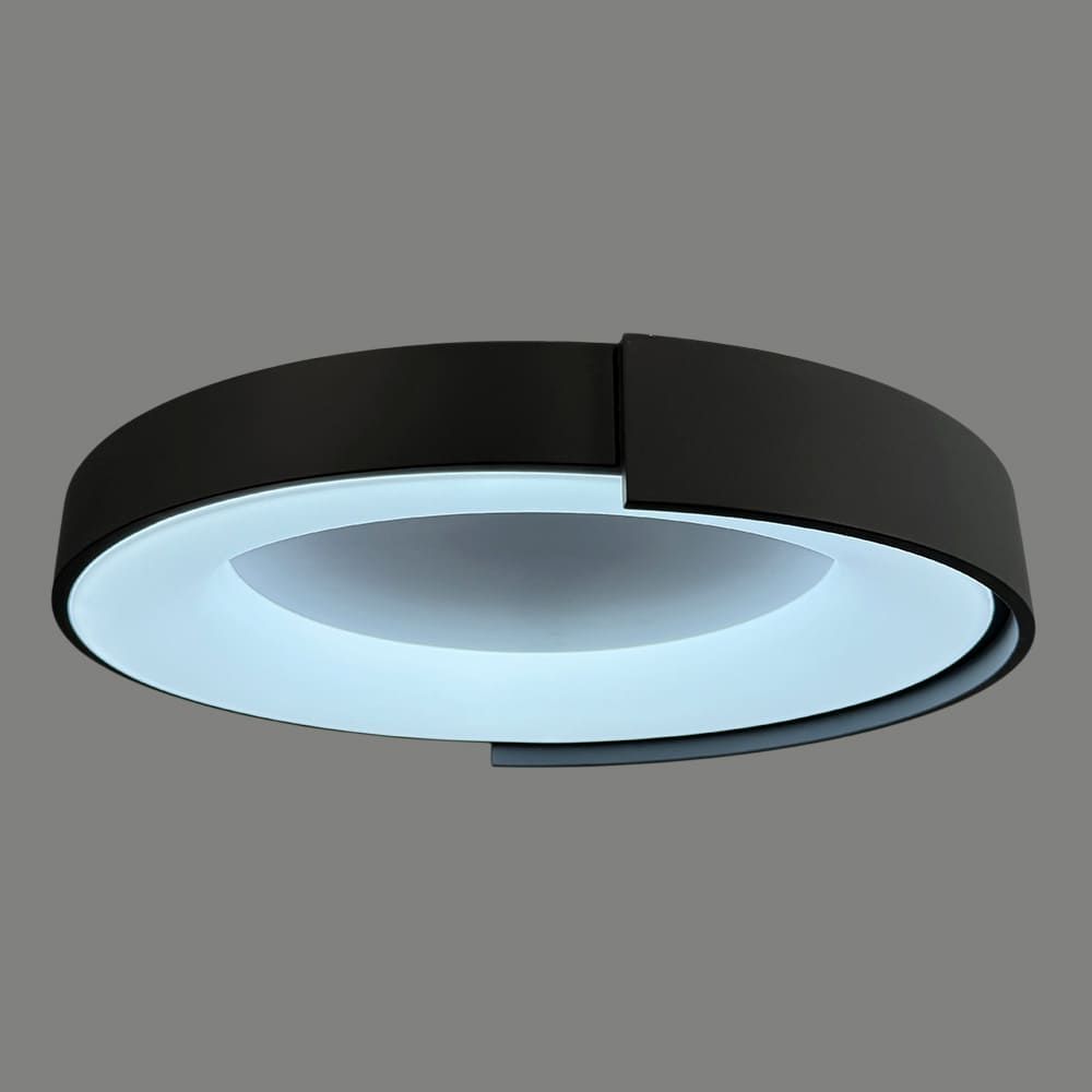 Стельовий LED-світильник у чорному корпусі на три режими Ø62х12 см 1906C-620 BK