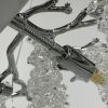 Видовжена вишукана срібна люстра із кришталевими підвісами 100 см