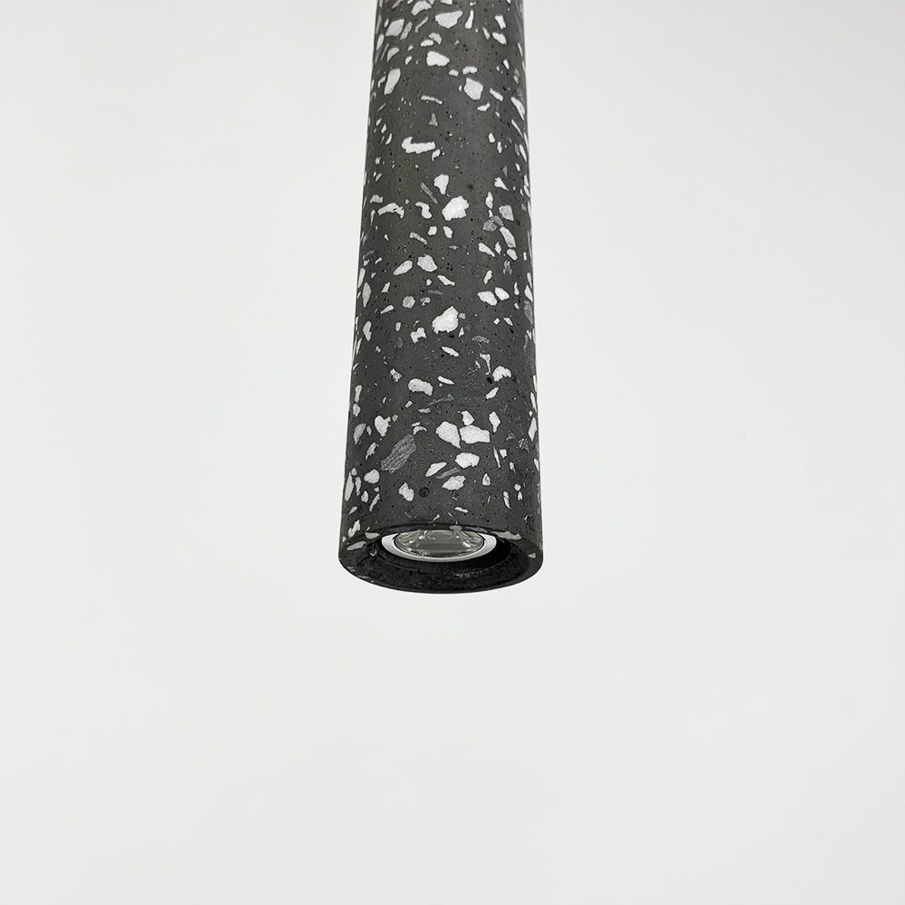 Підвісний сірий бетонний світильник TERRAZZO CYLINDER LONG MJ 163-40*300 BK