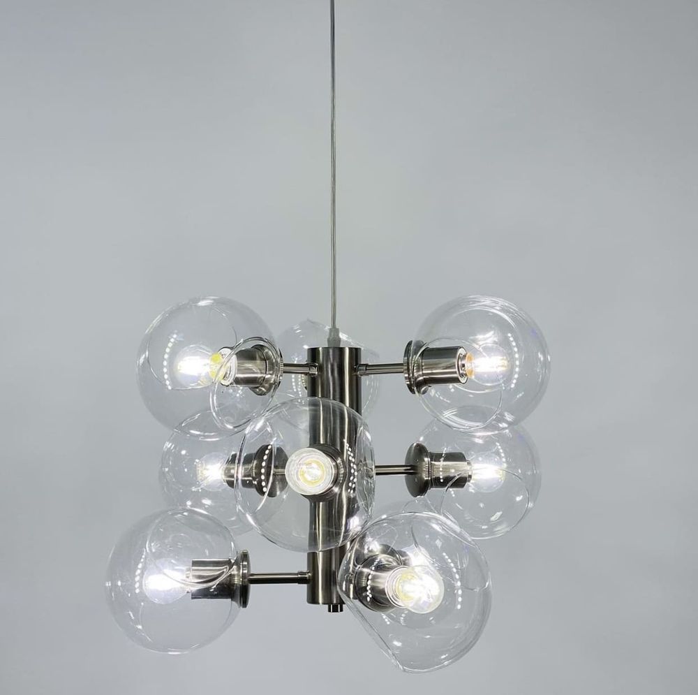 Ексклюзивна люстра в трендовому кольорі корпусу Satin Nickel