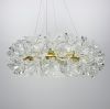Ефектна підвісна дизайнерська люстра в кольорі латунь прикрашена квітами під лампочку в діаметрі 60 см