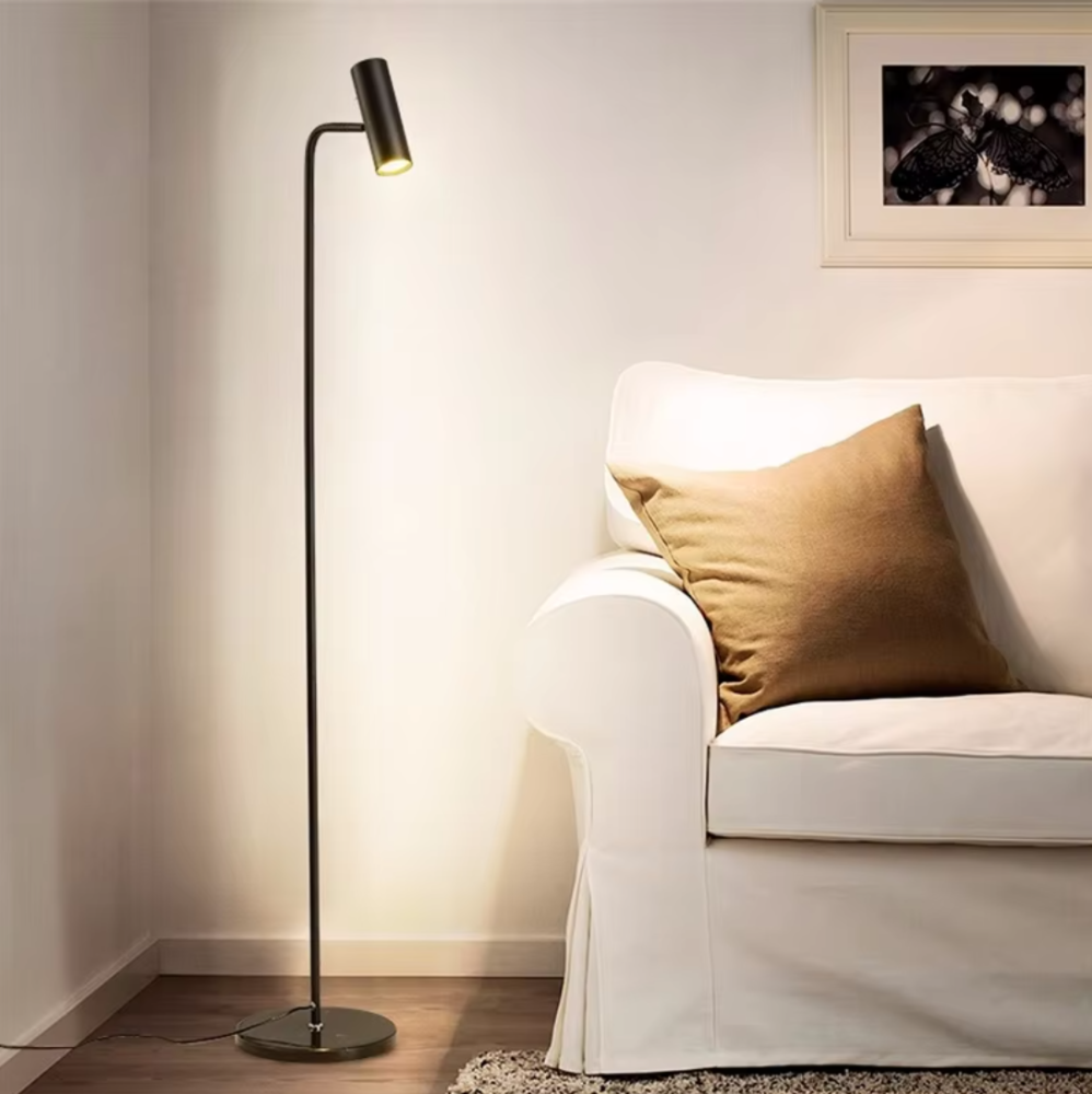 Підлоговий торшер Tube Floor Lamp із металевого каркасу в чорному кольорі із вбудованим Led на 10 ват