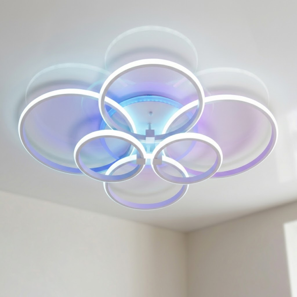 Світлодіодна біла люстра круги Ø 75*60 см 2526/6WH 135 W