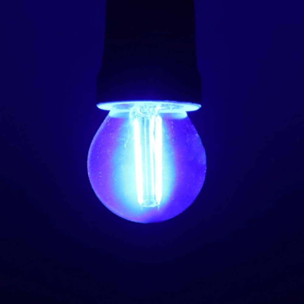 Led лампа FILAMENT  G45  2W, цоколь E27, синій
