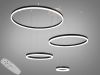 Світлодіодна підвісна люстра чотири кільця з пультом, димером, 90W, чорна D2485-800+600+400+200BK
