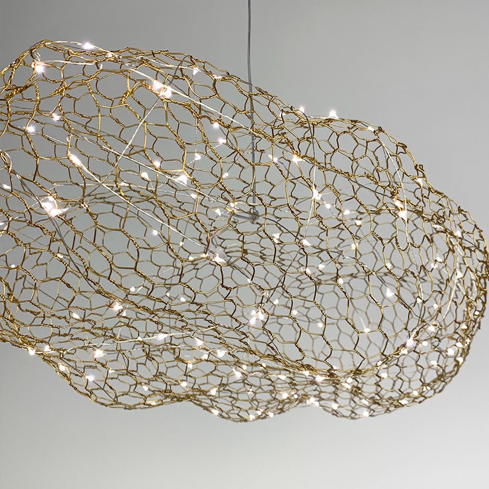 Декоративна люстра-хмаринка LED CLOUD у золотому корпусі 60х37 см