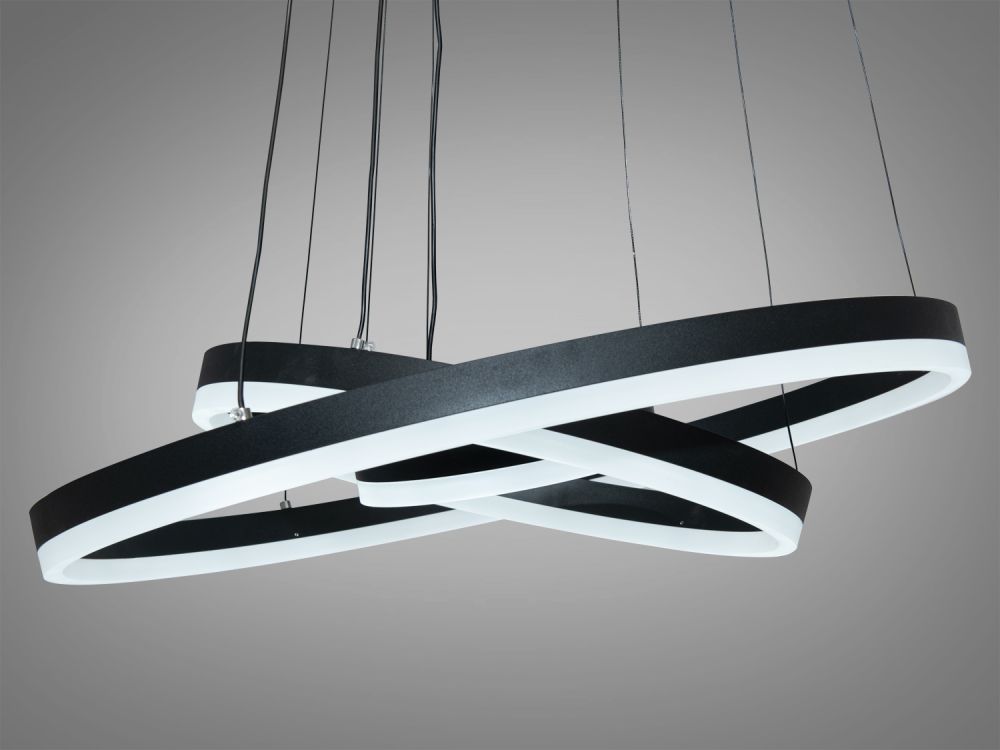 Люстра підвісна світлодіодна D8174-600+400+200BK dimmer