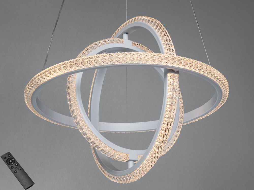 Підвісна біла LED люстра з пультом управління D8702/400-3WH Ø 40 см