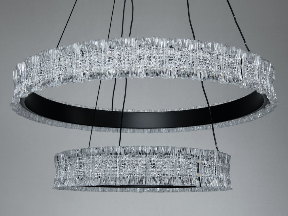 Світлодіодна підвісна чорна люстра D8748-600+400BK на 2 кільця
