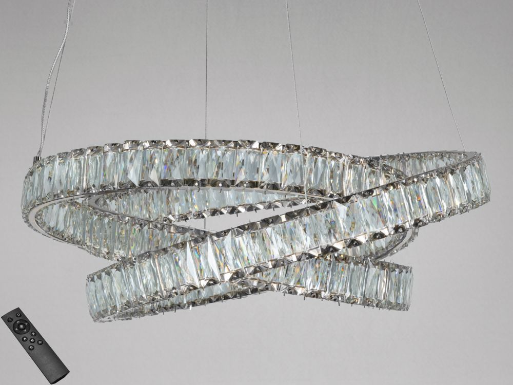 Підвісна кришталева срібна LED люстра Ø 60 см D8875/600CH