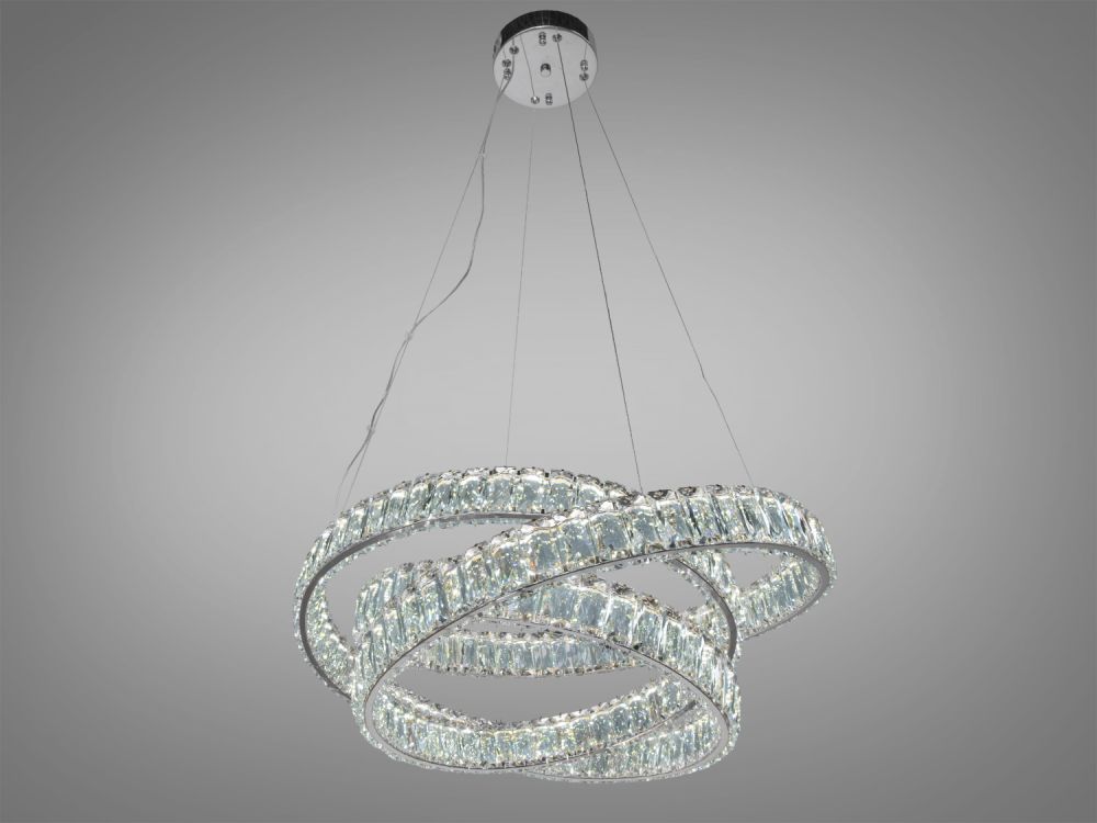 Підвісна кришталева срібна LED люстра Ø 60 см D8875/600CH