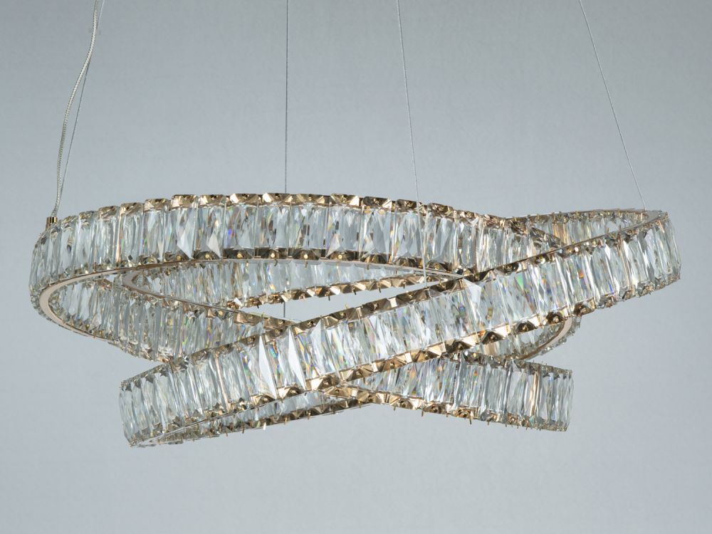 Підвісна кришталева золота LED люстра Ø 60 см D8875/600G