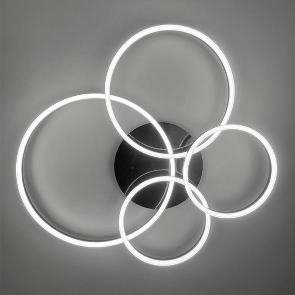 Сучасний LED світильник на 4 кільця у чорному корпусі A 55021/4 BK