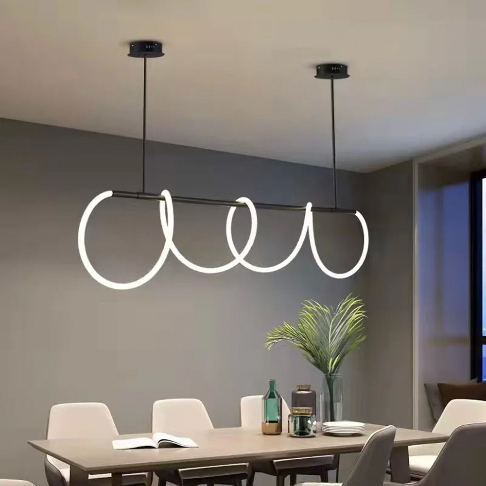 Чорна видовжена люстра ELISION з гнучкою LED стрічкою 120 см