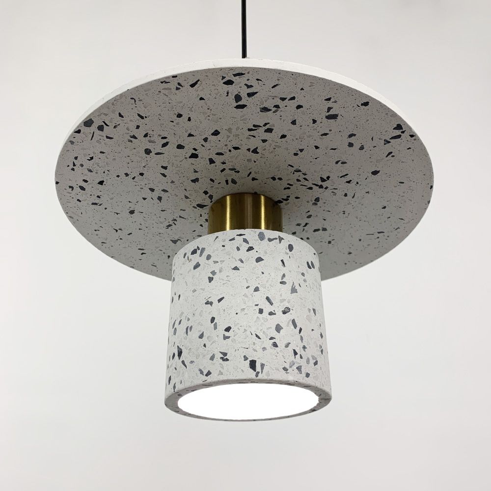 Підвісний білий бетонний світильник TERRAZZO CYLINDER 30 см