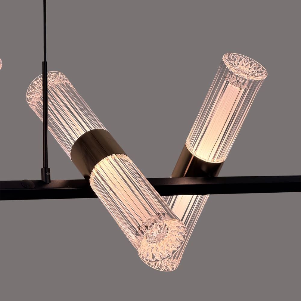 Видовжена Led люстра із 12 плафонами у чорному корпусі 120 см ZL3087/12 L