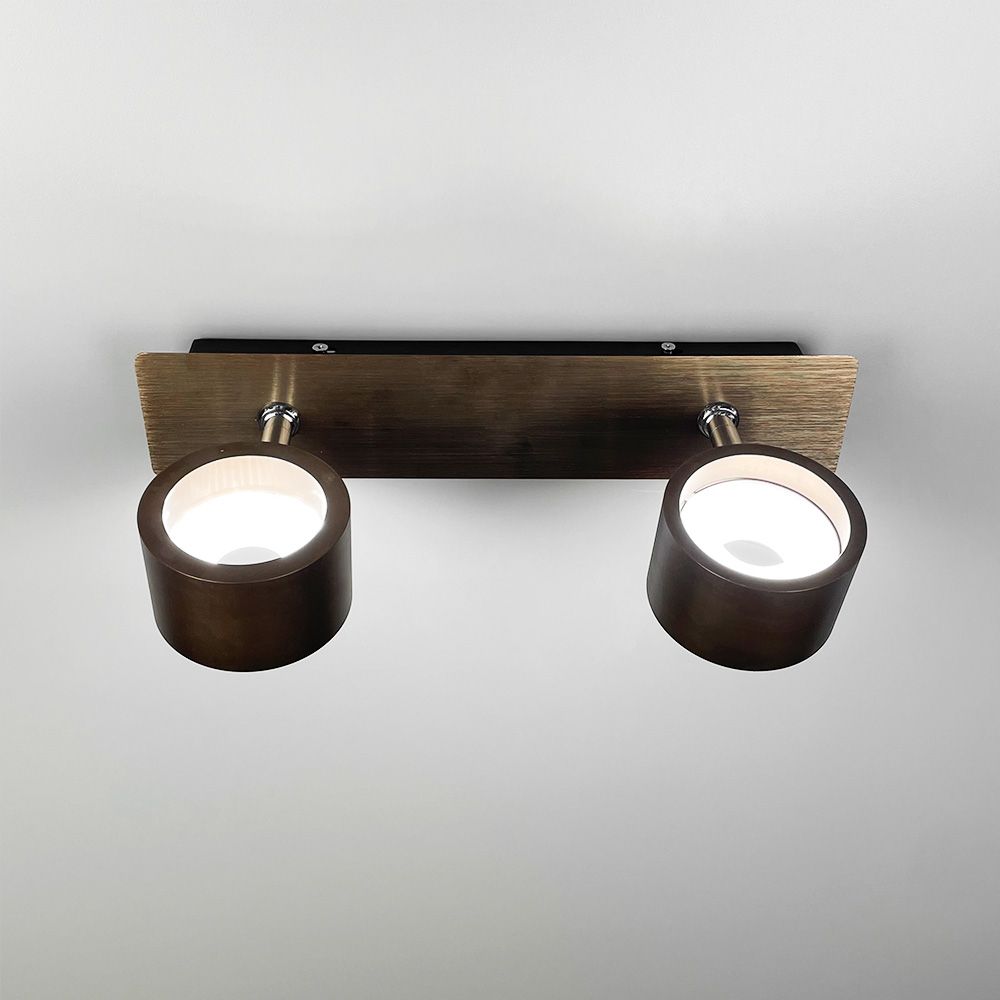 Світлодіодне коричневе бра із двома регулюючими точками світла 32х17 см
