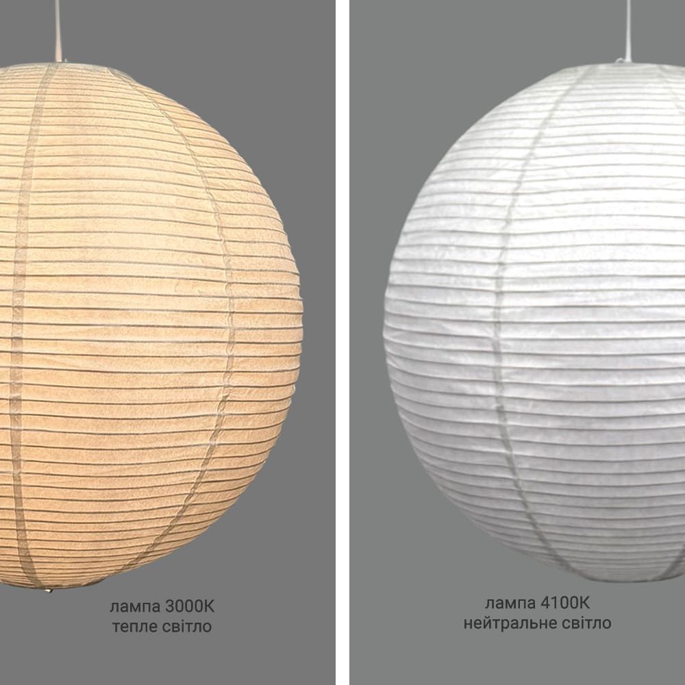 Підвісний білий світильник куля із рисового паперу з жакардовою фактурою Ø50 см RP004-500 WT