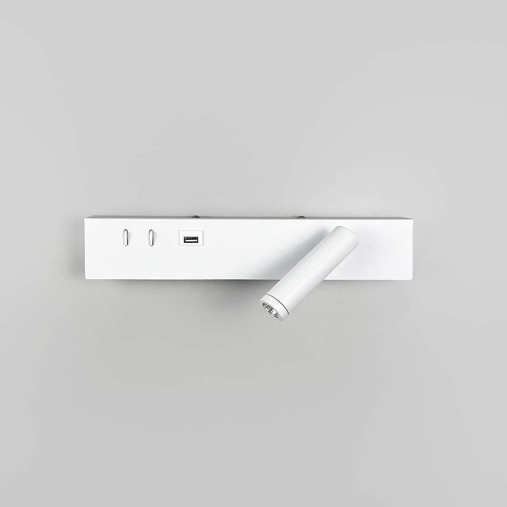 Біле бра з поворотним спотом справа + роз?єм USB