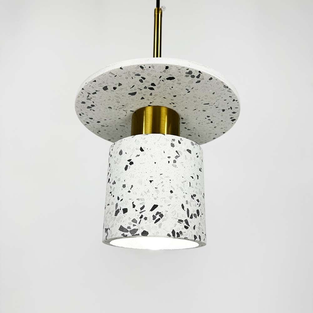 Підвісний білий бетонний світильник TERRAZZO CYLINDER MJ 162-200 WT