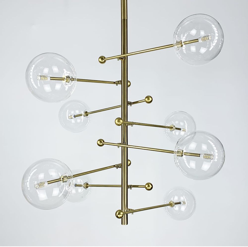 Стильна каскадна люстра на 8 плафонів