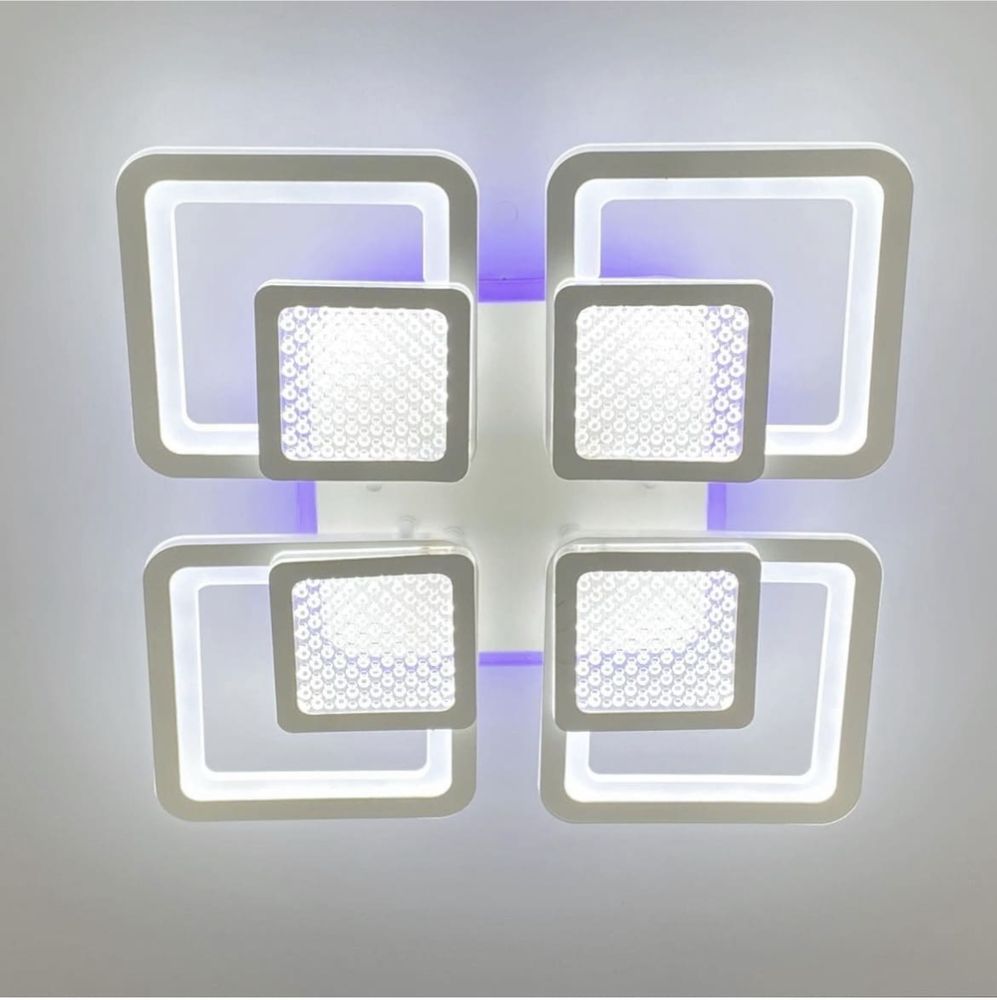 Люстра LED на 4+4 квадрати в білому кольорі A 2727/4 RGB WT