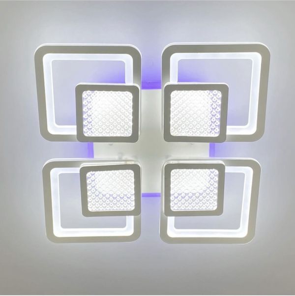 Люстра LED на 4+4 квадрати в білому кольорі A 2727/4 RGB WT