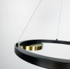 Дизайнерська світлодіодна люстра у чорному каркасі із латунними кільцями