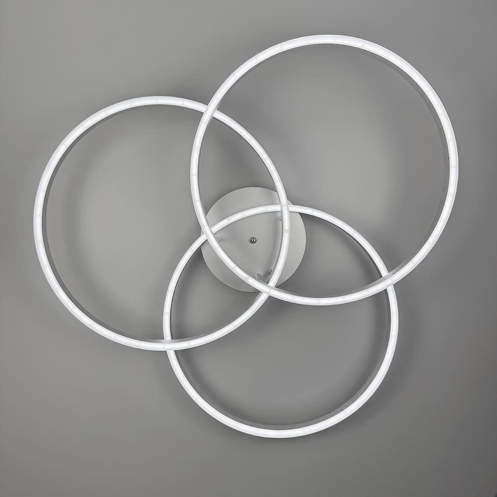 LED світильник білий на 3 кільця у сірому корпусі Ø 80 см A 55065/3 Silver+CH