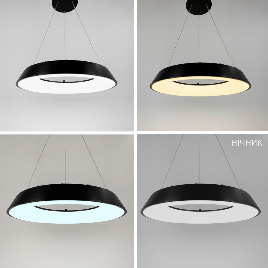 LED світильник круглий підвісний у чорному корпусі