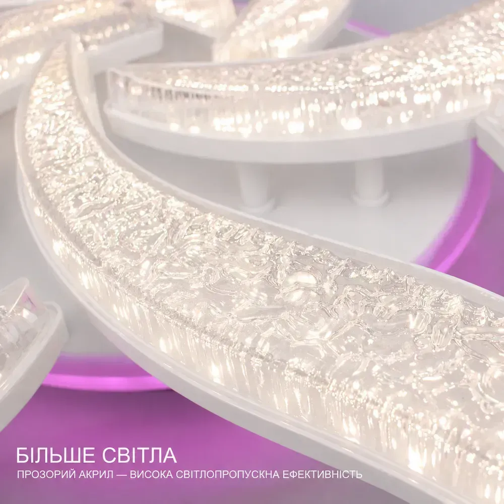 Люстра стельова світлодіодна біла з пультом RGB ELLA 65W Ø 52 см