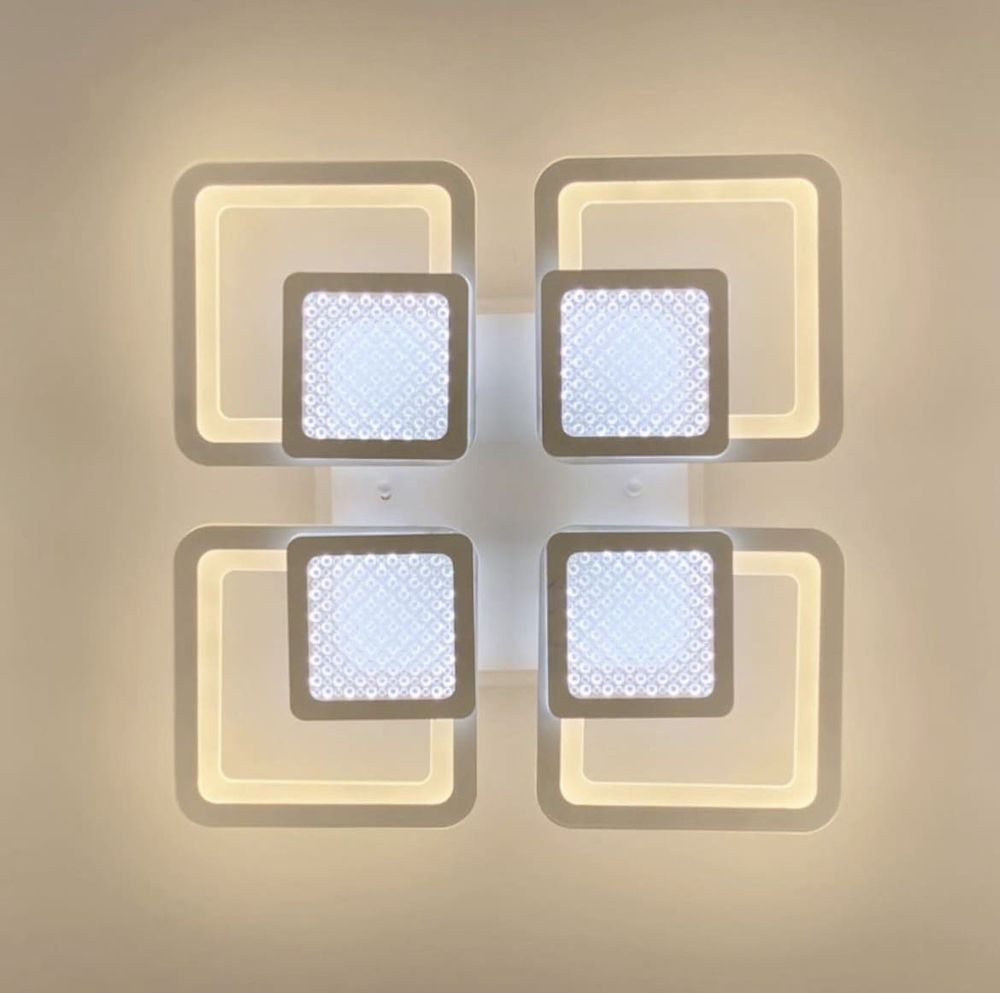 Люстра LED на 4+4 квадрати в білому кольорі A 2727/4 RGB WT