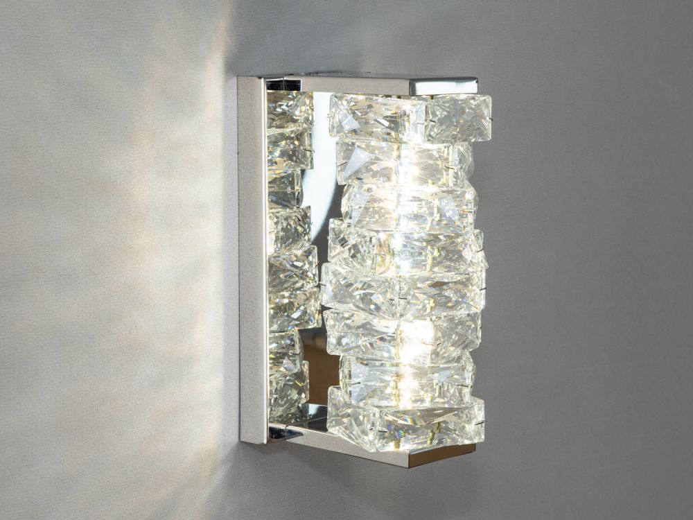 Унікальний настінний кришталевий LED світильник, 15W, срібний F3820-120x260