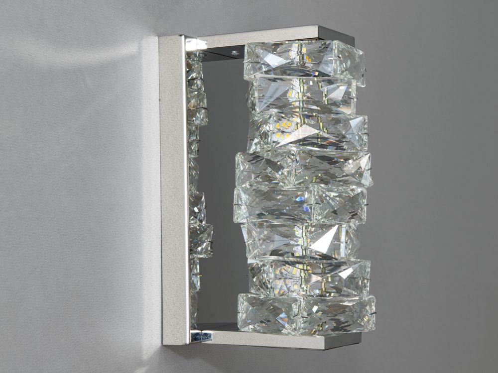Унікальний настінний кришталевий LED світильник, 15W, срібний F3820-120x260