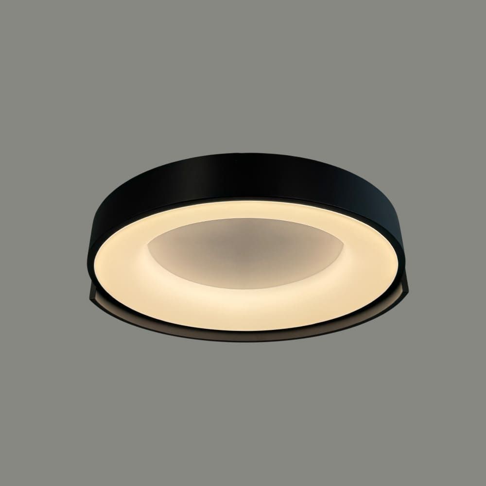 Стельовий LED-світильник у чорному корпусі на три режими Ø50х12 см 1906C-500 BK