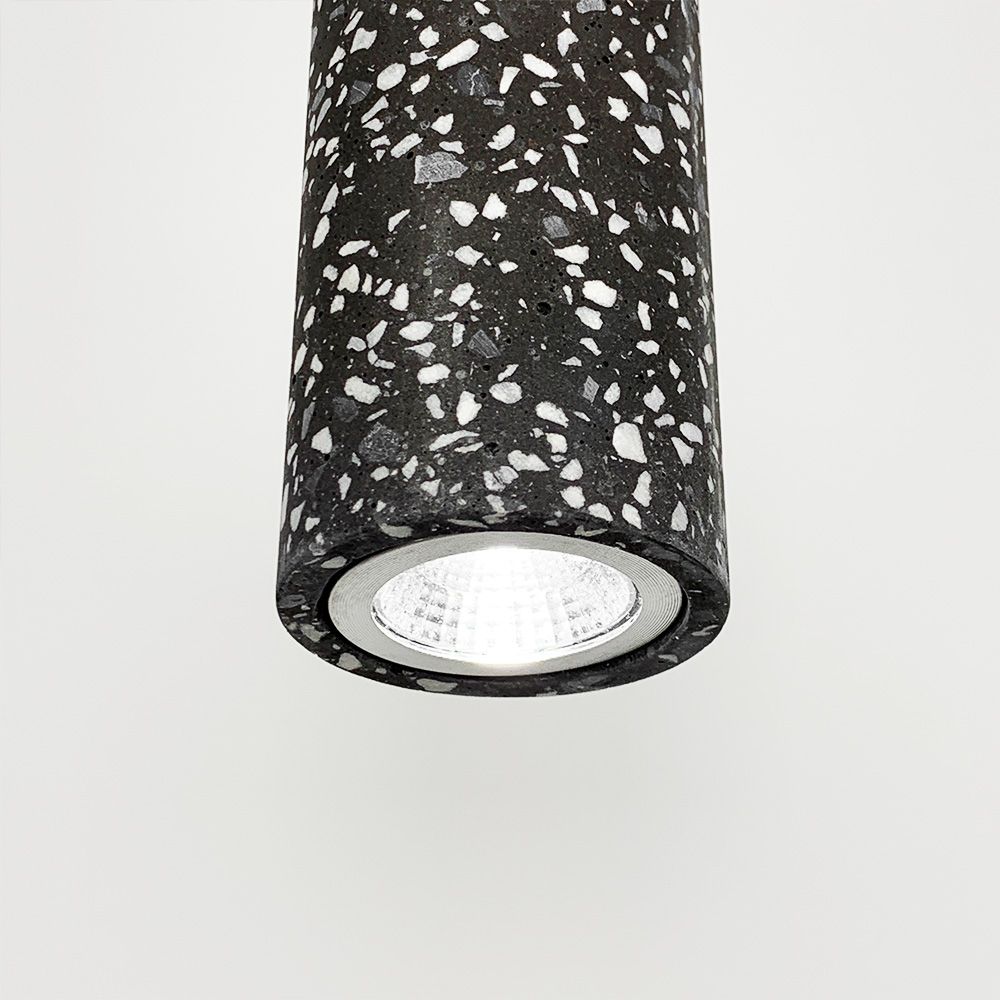 Підвісний сірий бетонний світильник TERRAZZO CYLINDER LONG