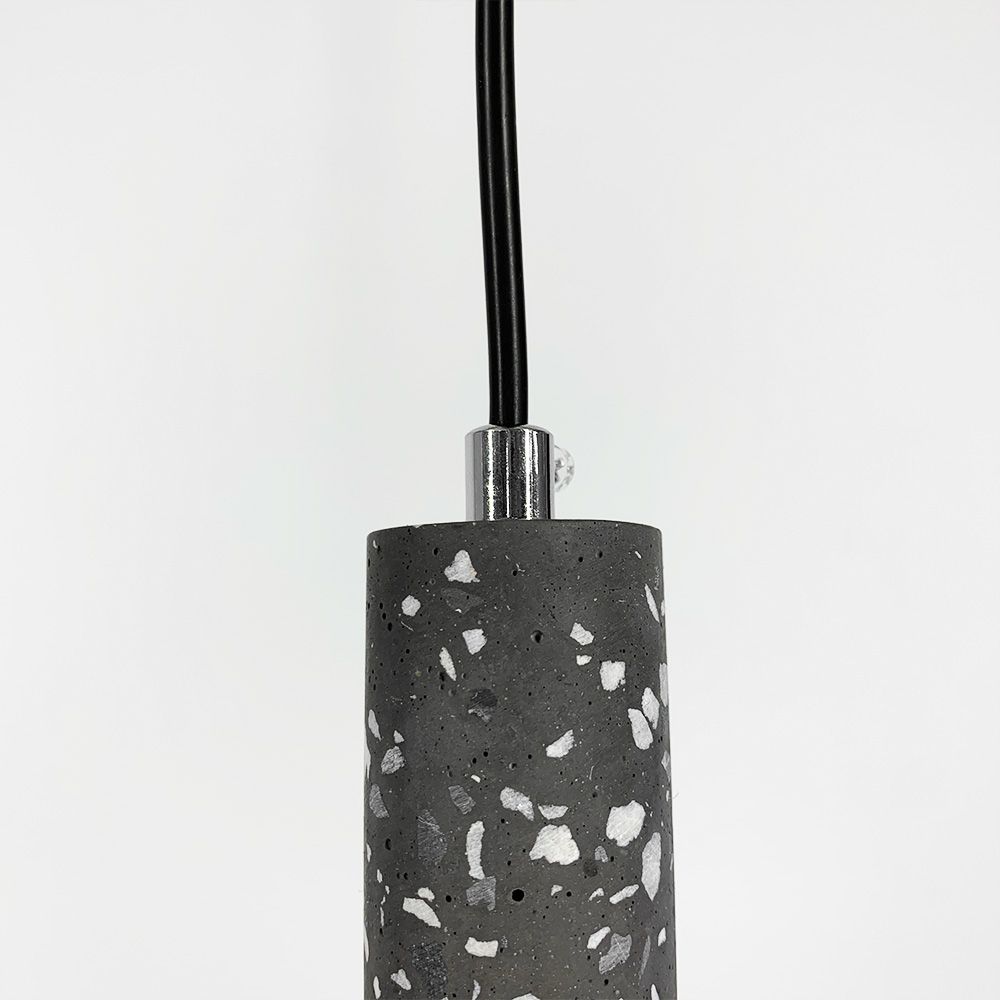 Підвісний сірий бетонний світильник TERRAZZO CYLINDER LONG MJ 163-40*300 BK