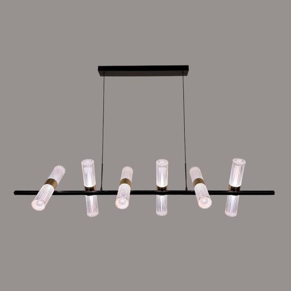 Видовжена Led люстра із 12 плафонами у чорному корпусі 120 см ZL3087/12 L